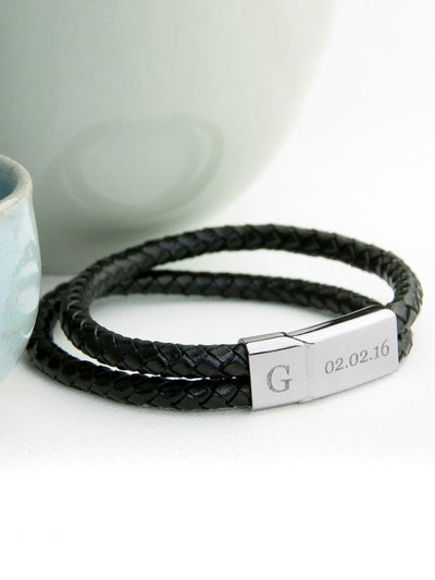 Next Treat Republic Personalised Dual Leather Black Bracelet- Buy online at McGrocer