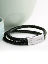 Next Treat Republic Personalised Dual Leather Black Bracelet- Buy online at McGrocer