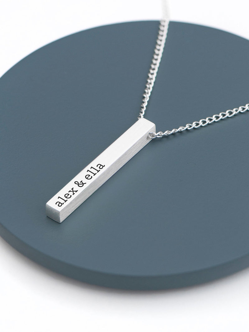 Treat Republic men's silver tone personalised necklace with 23.5 inch chain (British brand)