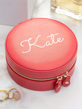 Next Treat Republic Personalised Pink Coral Round Jewellery Case- Buy online at McGrocer