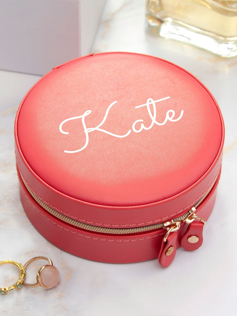 Treat Republic pink coral round jewellery case (British brand)