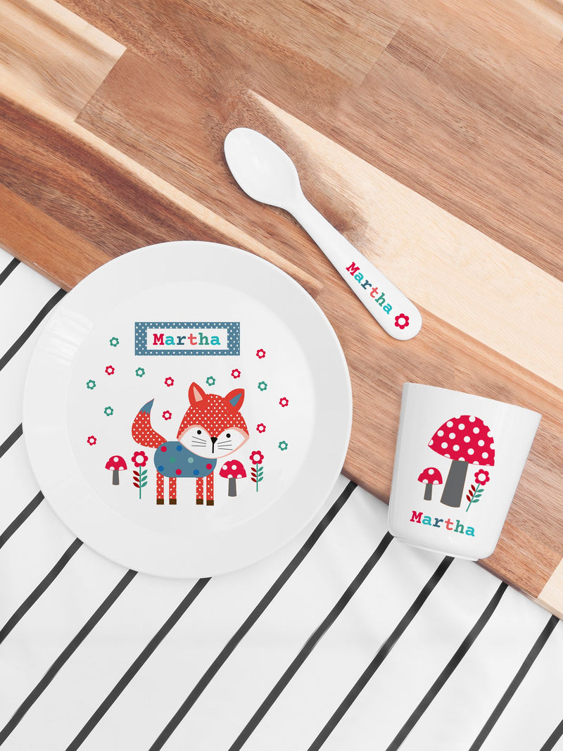 Treat Republic kid's little fox dinner set, imported from the UK