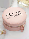 Treat Republic personalised blush round travel jewellery case (British brand)