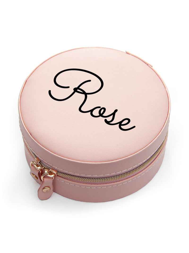 Treat Republic personalised blush round travel jewellery case (British brand)