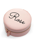 Treat Republic personalised blush round travel jewellery case (British brand)