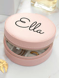 Treat Republic personalised blush round travel jewellery case (British brand)