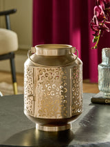 Next Gold Metal Leopard Print Cutout Lantern Candle Holder 23cm Height- Buy online at McGrocer