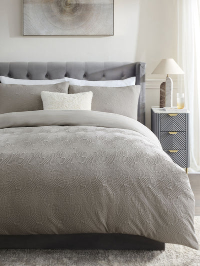 Next Grey Silver Embossed Geometric Texture Duvet Cover and Pillowcase Set Textured Bedding Set- Buy online at McGrocer