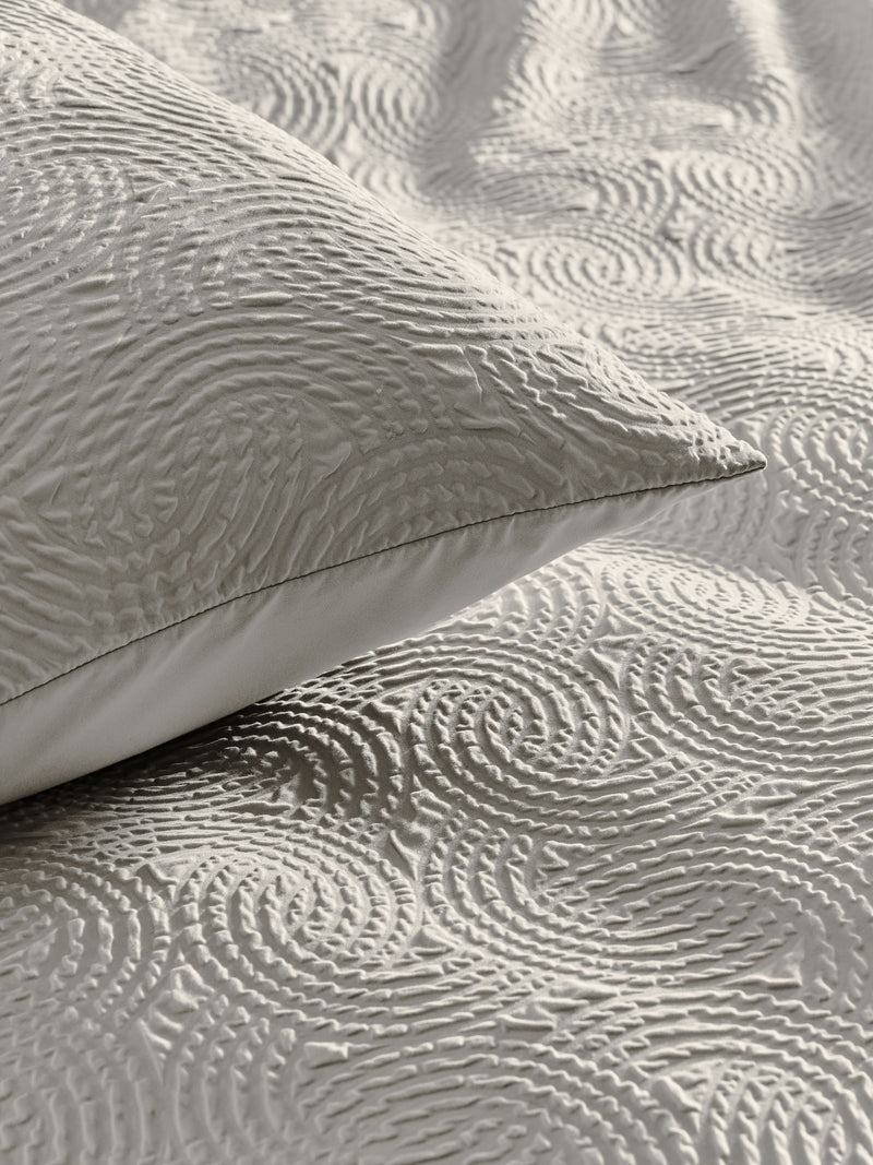 Grey silver embossed geometric duvet cover and pillowcase set - British product