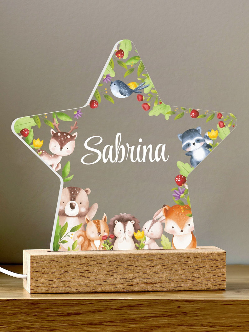 Loveabode personalised woodland nightlight, UK version