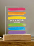 Loveabode personalised pride night light with wood base (British brand)