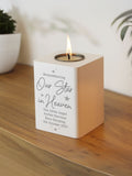 PMC Our Star in Heaven wooden tea light holder, imported from the UK