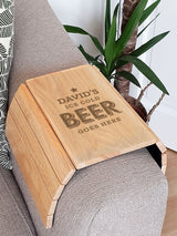 Next PMC Personalised Beer Goes Here Adjustable Wooden Sofa Tray- Buy online at McGrocer