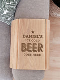 PMC Personalised Beer Goes Here wooden sofa tray, imported from the UK