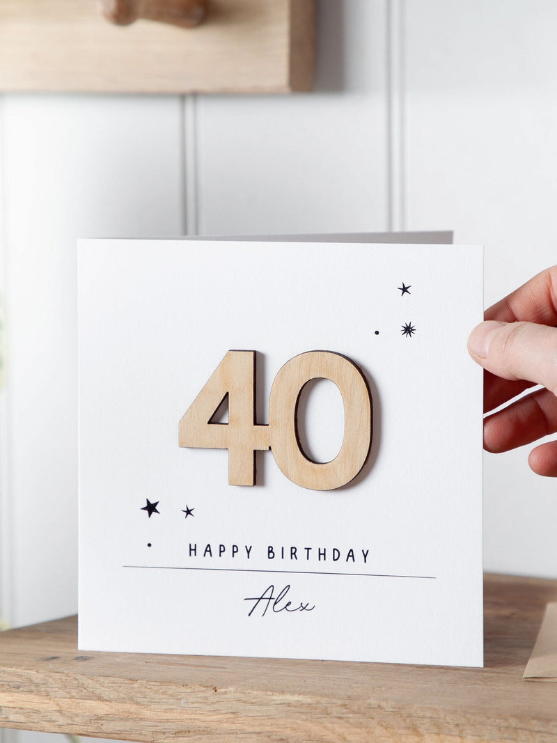 No Ordinary Gift personalised wooden numbers birthday card, imported from the UK