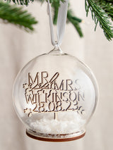Next No Ordinary Gift Personalised Couple's Cut Out Wooden Names and Date Christmas Bauble- Buy online at McGrocer