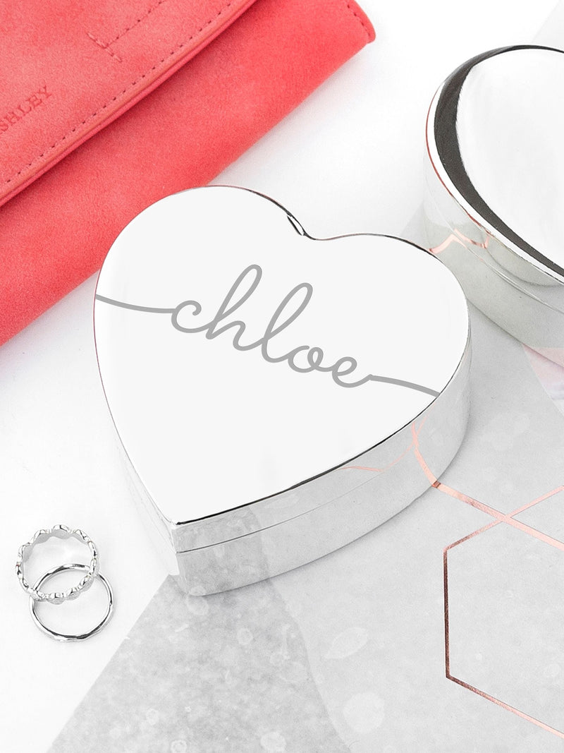 Treat Republic silver tone personalised heart jewellery box (British brand)