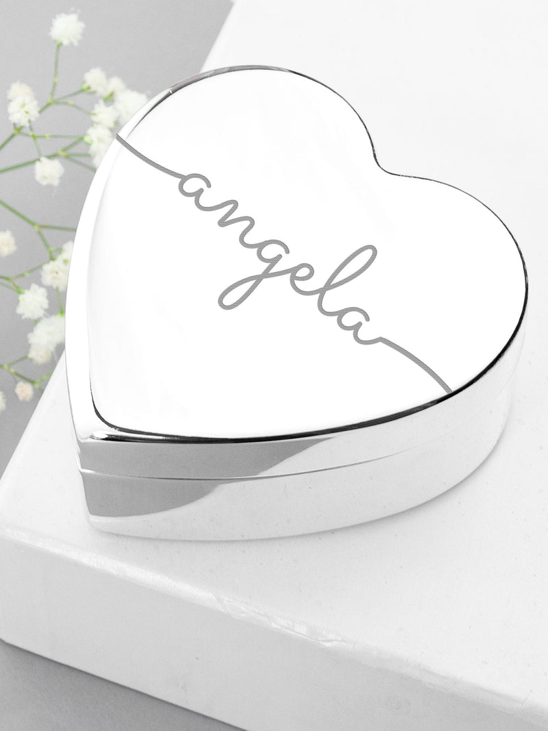 Treat Republic silver tone personalised heart jewellery box (British brand)