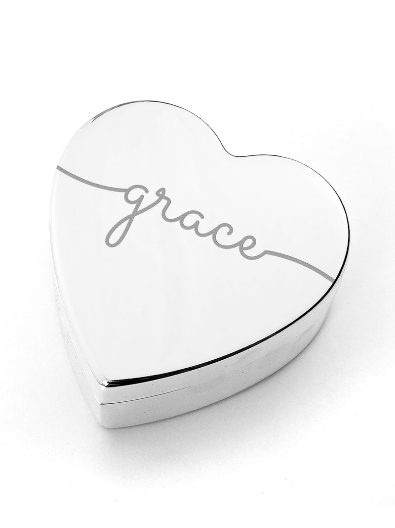 Treat Republic silver tone personalised heart jewellery box (British brand)