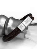 Treat Republic personalised men's dual leather brown bracelet (British brand)