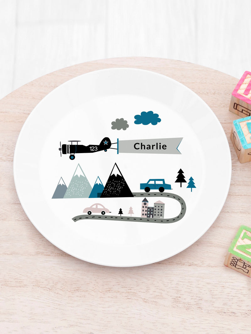 Treat Republic Adventure White personalised kids dinner set - British product
