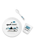 Treat Republic Adventure White personalised kids dinner set - British product