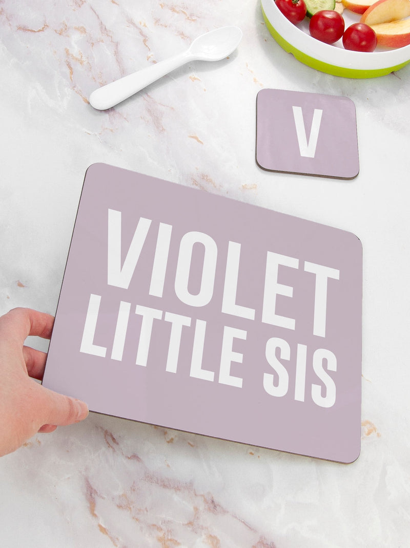 Treat Republic pink personalised sister placemat set (British brand)