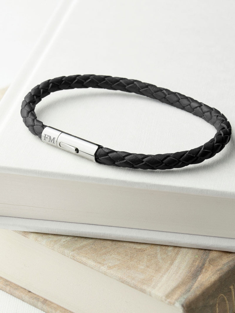 Treat Republic personalised leather black bracelet (British brand)