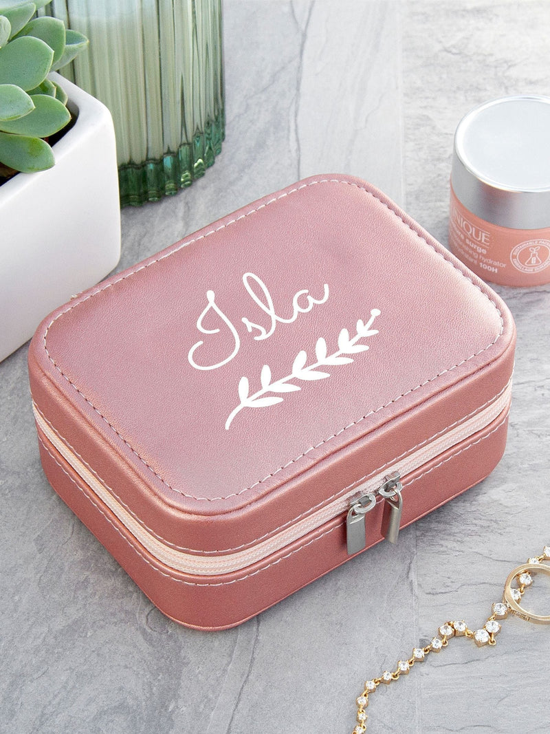 Treat Republic pink personalised travel jewellery case 12x9x5cm, imported from the UK