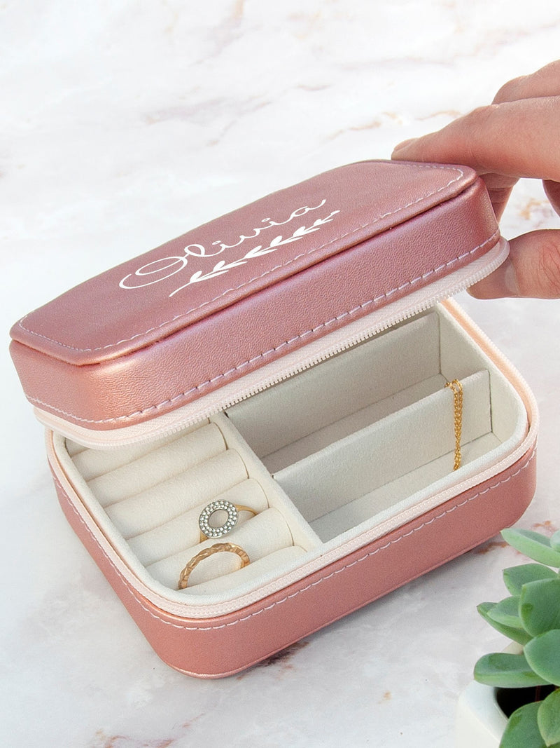 Treat Republic pink personalised travel jewellery case 12x9x5cm, imported from the UK