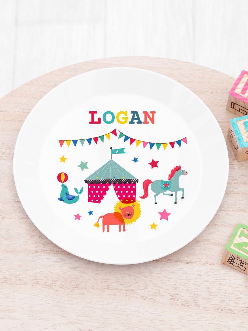 Treat Republic kids circus white dinner set personalised (British brand)