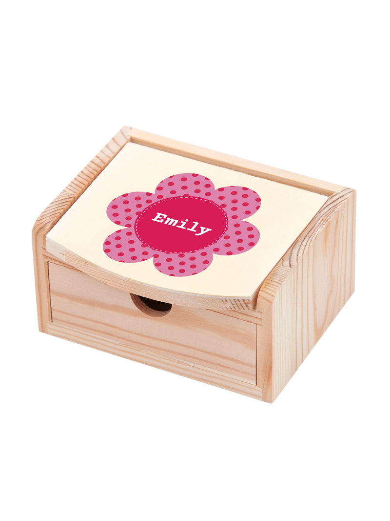 Treat Republic personalised kids flower jewellery box with mirror and drawer, imported from the UK