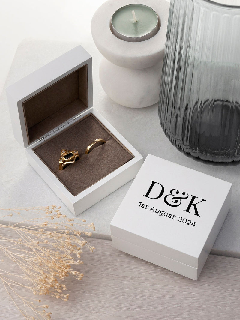 Personalised Couple's Initials Double Ring Box by Treat Republic