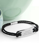 Next Treat Republic Mens Personalised Leather Black Bracelet- Buy online at McGrocer