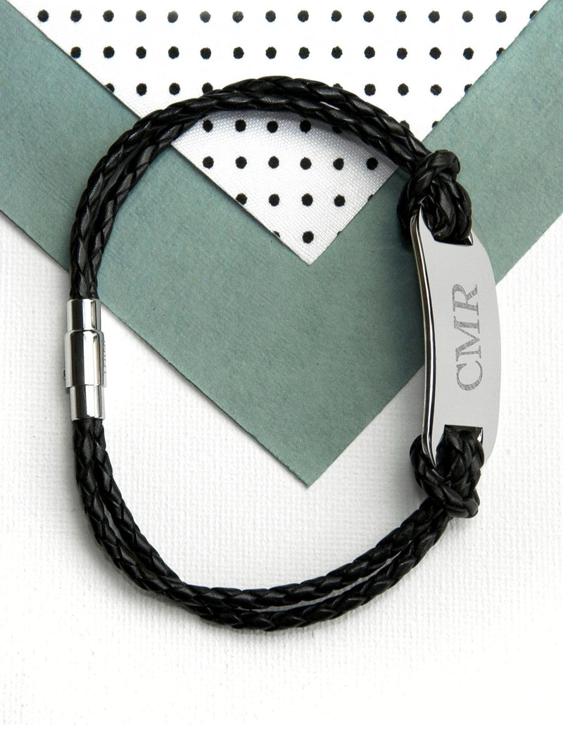 Treat Republic personalised leather black bracelet (British brand)