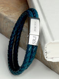 Treat Republic personalised teal leather bracelet (British brand)