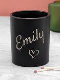 Treat Republic Personalised Heart Black Candle Holder, imported from the UK