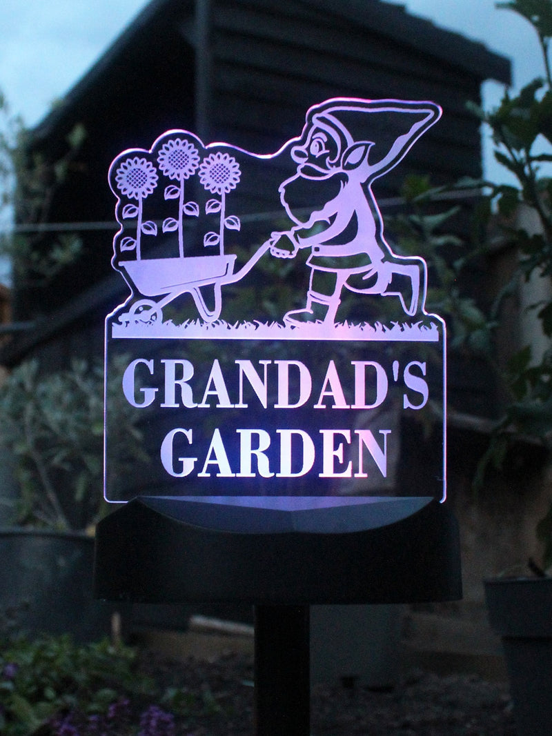 PMC personalised gnome solar light for garden - British product