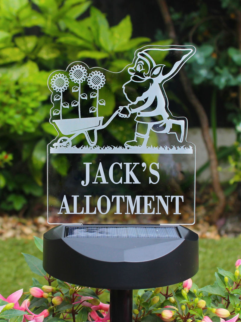 PMC personalised gnome solar light for garden - British product