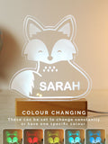 PMC fox LED light personalised name colour-changing USB, UK version