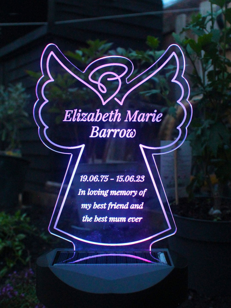 PMC personalised angel memorial solar light 18cm (British brand)