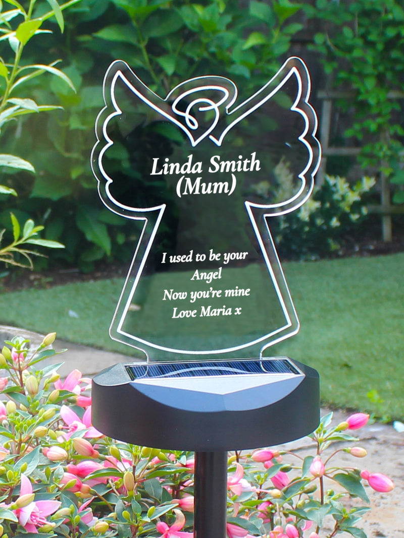 PMC personalised angel memorial solar light 18cm (British brand)
