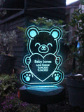 PMC personalised bear memorial solar light with ground stick, imported from the UK