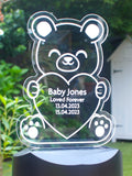PMC personalised bear memorial solar light with ground stick, imported from the UK