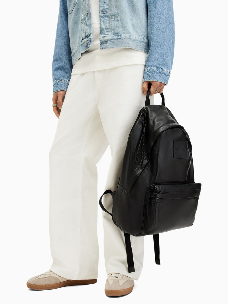 AllSaints black carabiner backpack nylon leather, imported from the UK