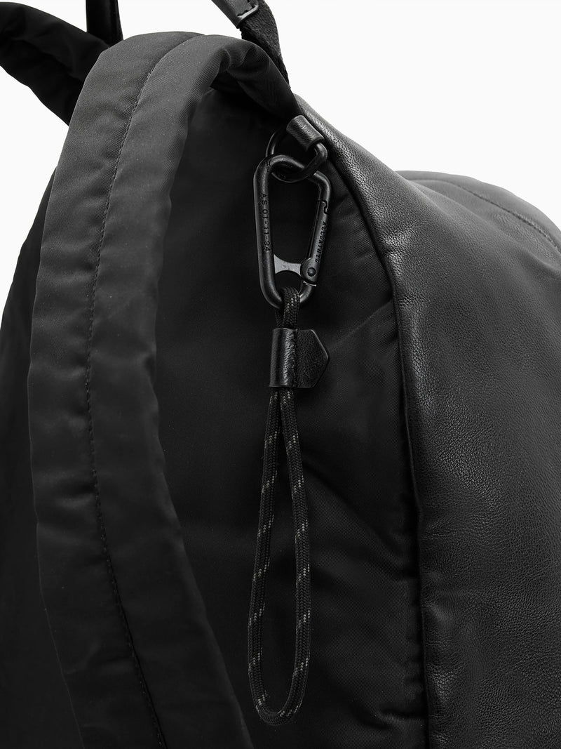AllSaints black carabiner backpack nylon leather, imported from the UK