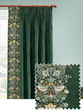 Morris & Co Green Strawberry Thief embroidered curtains (British brand)