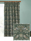 Morris & Co Strawberry Thief jacquard pencil pleat curtain 117x137cm, UK version