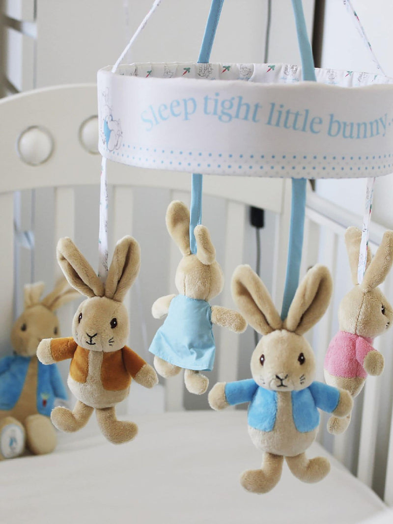 Peter Rabbit cot musical mobile with Beatrix Potter characters (British brand)