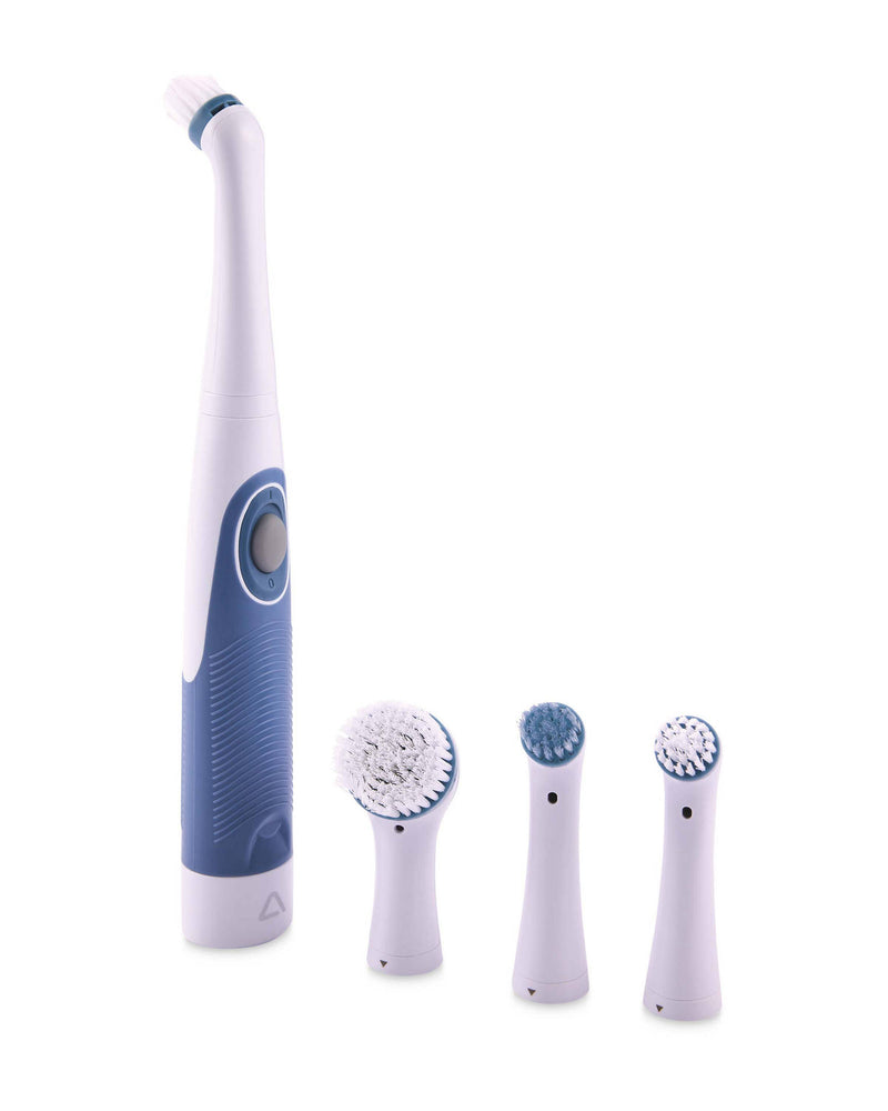 Battery-Powered Electric Scrubber with Interchangeable Heads